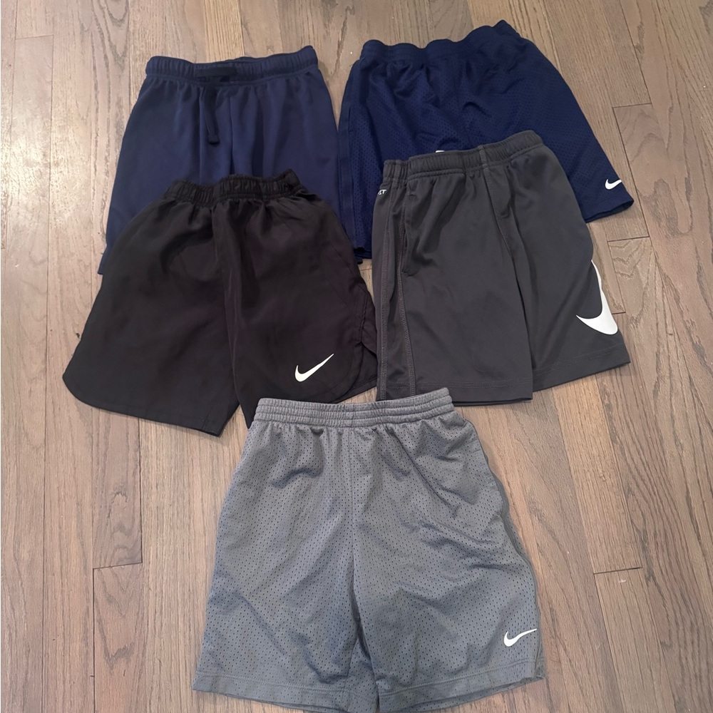 Nike Boys Athletic Shorts Pack — 4 pairs Nike, 1 pair Jumping Bean